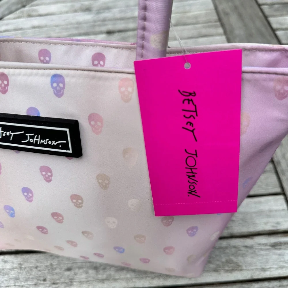 Betsey Johnson Rose Skull Insulated Lunch Tote Satchel Pink Ombre TBJ-0464 NEW